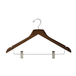 WOODEN COAT HANGER WITH CLIPS AND NOTCHES 2
