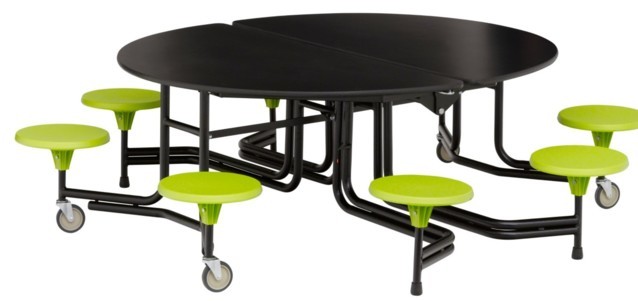 Mobilier de cafétérias TABLE OVALE PLIANTE GRADUATE AVEC SIEGES INTEGRES